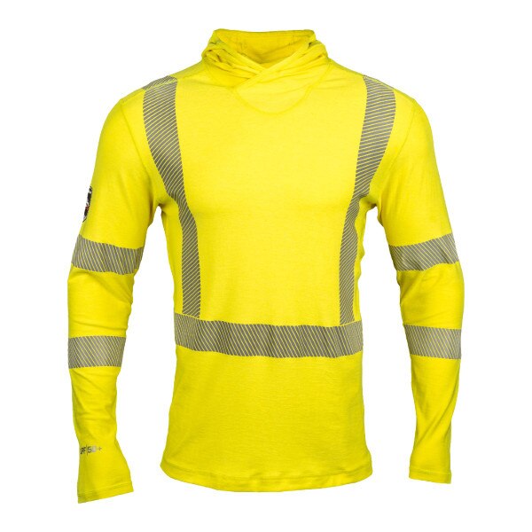 DragonWear Pro Dry Tech Hi-Vis LS Shirt w/ Hood in Hi-Vis Yellow